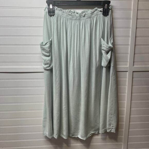 ASOS Design Sea foam Green Maxi Skirt w/Front Square Pockets Ruffle Waistband - Picture 1 of 9